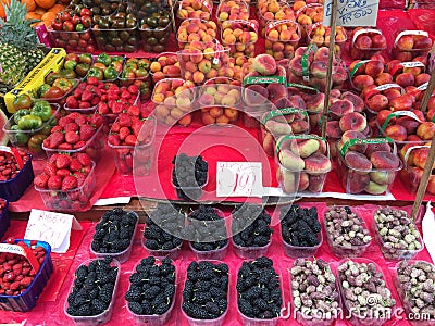 Organic fruit market in Palermo , Italy Editorial Stock Photo